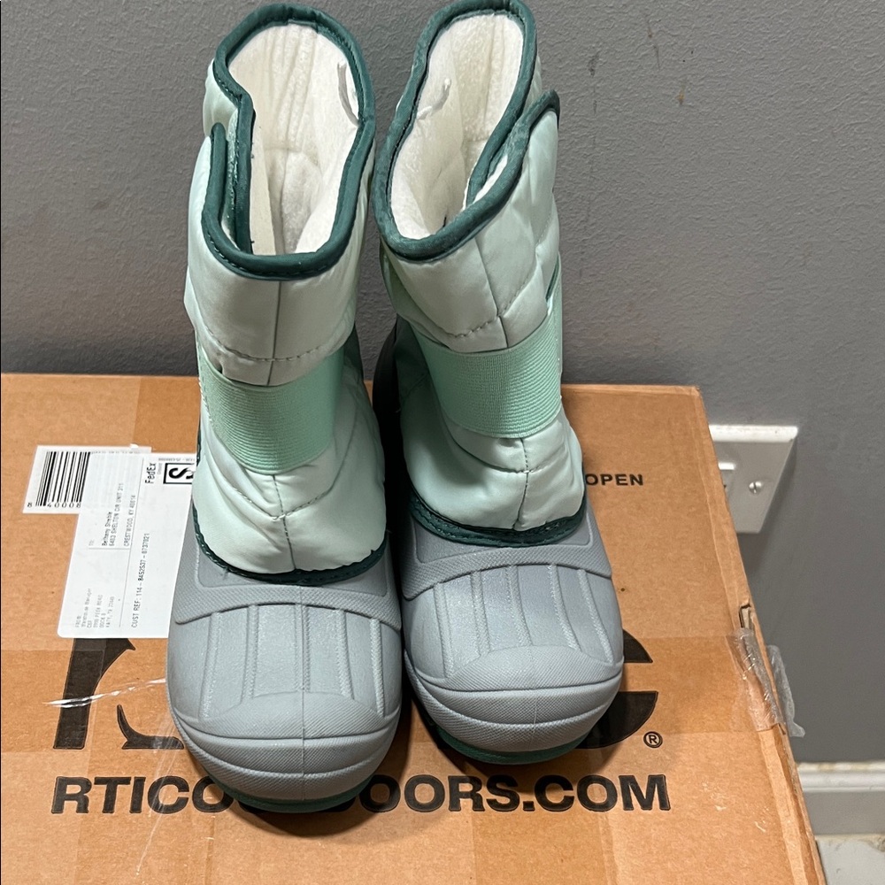 Kids' Gray and Green Snow Boots